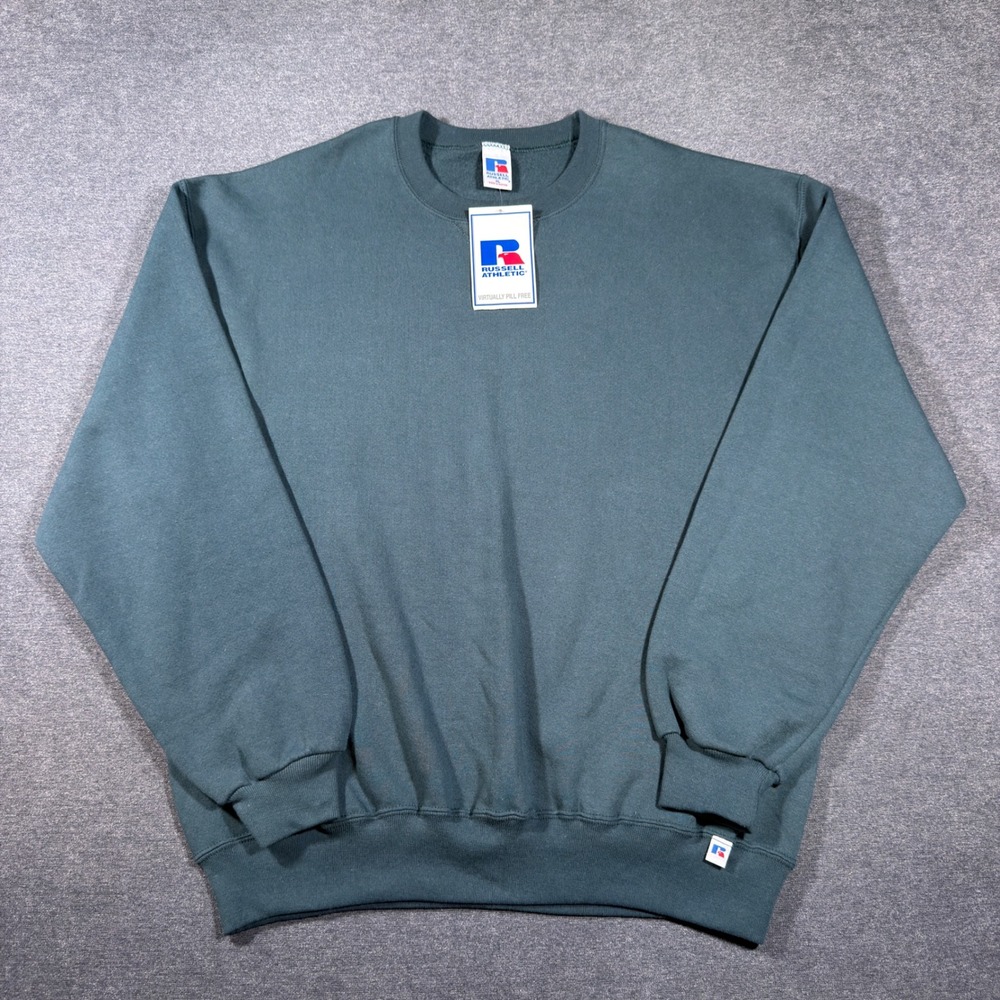 Vintage Russell Athletic Sweatshirt Mens XL Green Heavyweight Crewneck Pullover